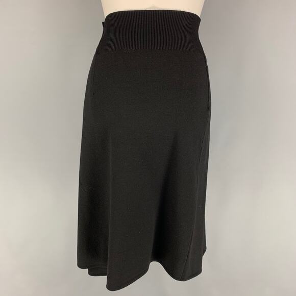 HELMUT LANG Size L Black Wool Open Front Skirt - Picture 3 of 6
